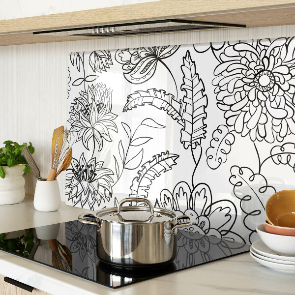 Szklana deska do krojenia Kwiatowy wzór w stylu doodle