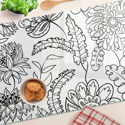 Szklana deska do krojenia Kwiatowy wzór w stylu doodle