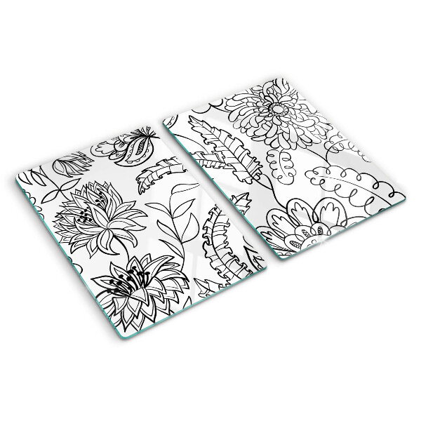 Szklana deska do krojenia Kwiatowy wzór w stylu doodle