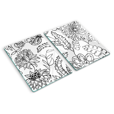 Szklana deska do krojenia Kwiatowy wzór w stylu doodle
