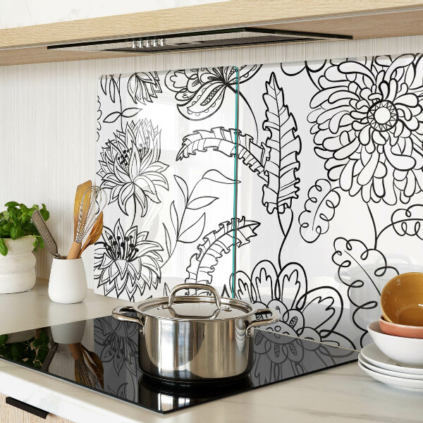 Szklana deska do krojenia Kwiatowy wzór w stylu doodle