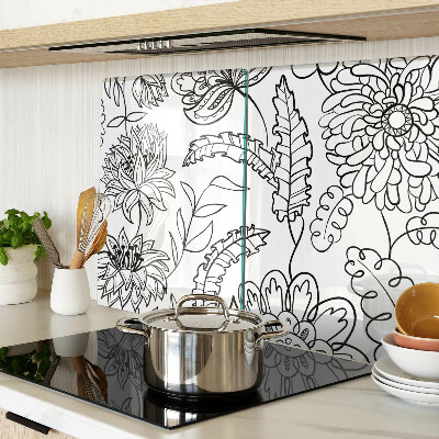 Szklana deska do krojenia Kwiatowy wzór w stylu doodle