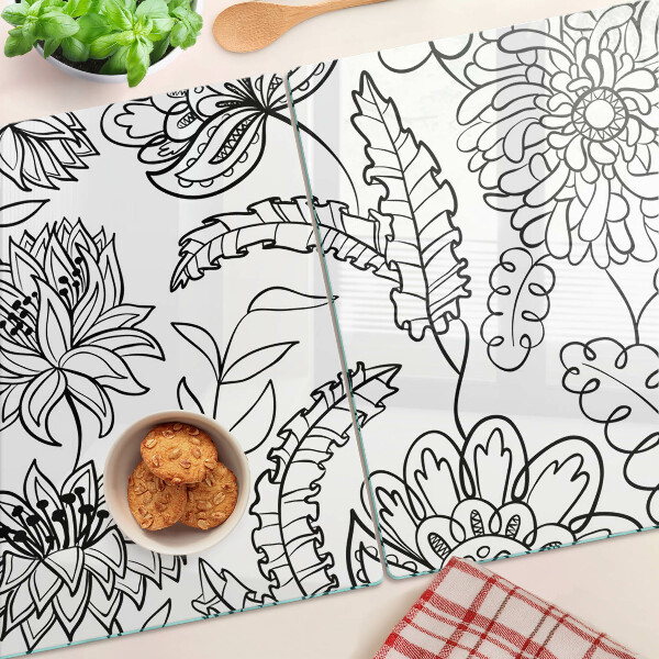 Szklana deska do krojenia Kwiatowy wzór w stylu doodle