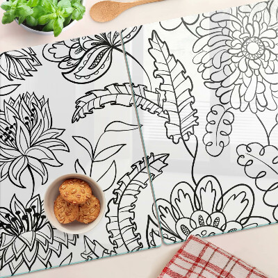 Szklana deska do krojenia Kwiatowy wzór w stylu doodle