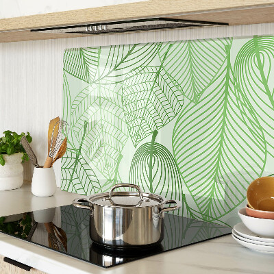 Szklana deska do krojenia z motywem liści w odcieniach zieleni