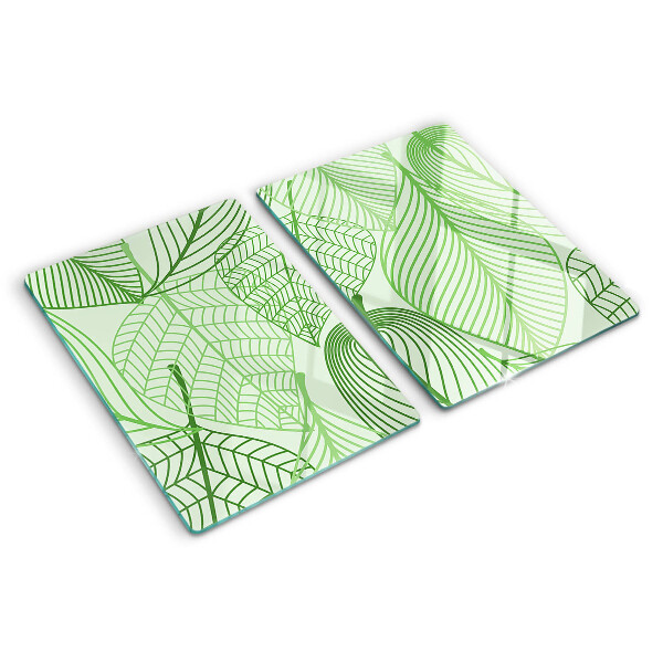 Szklana deska do krojenia z motywem liści w odcieniach zieleni