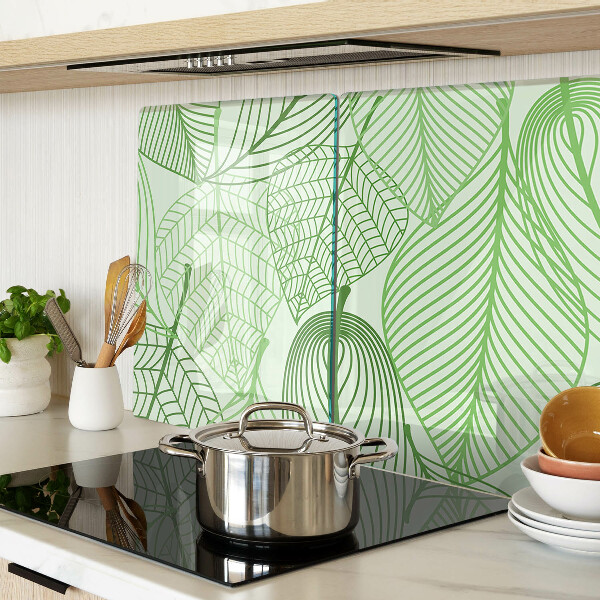 Szklana deska do krojenia z motywem liści w odcieniach zieleni