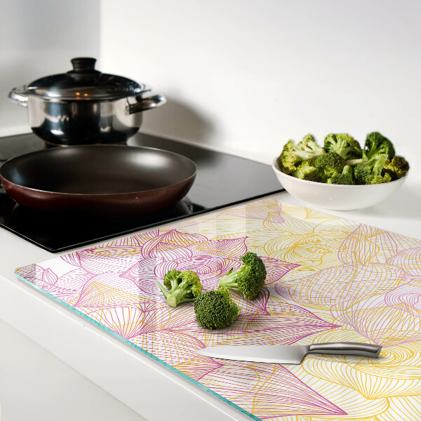 Szklana deska do krojenia z kwiatowym wzorem w pastelowych kolorach