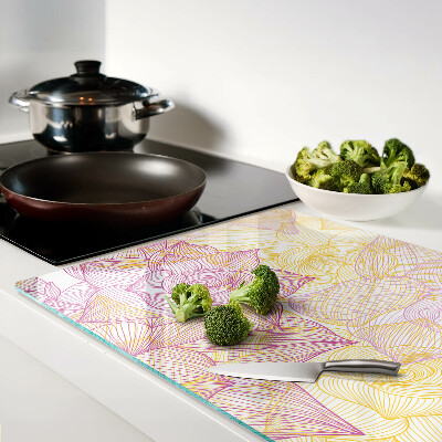 Szklana deska do krojenia z kwiatowym wzorem w pastelowych kolorach