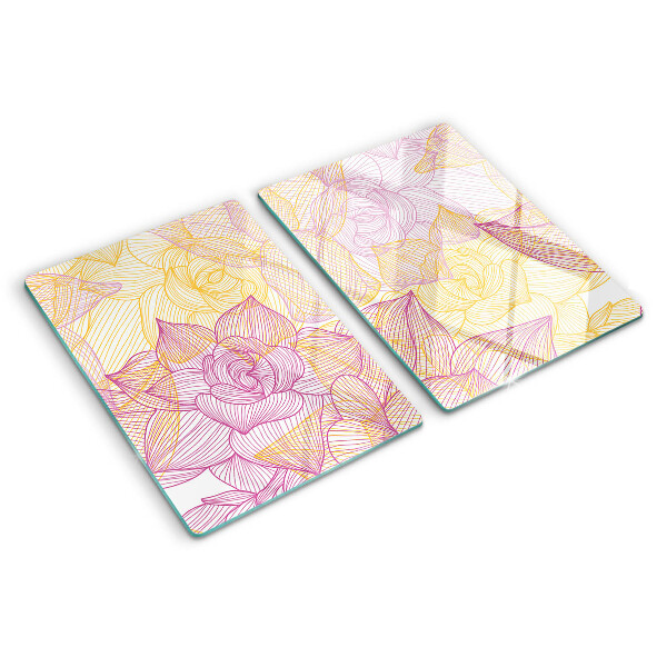 Szklana deska do krojenia z kwiatowym wzorem w pastelowych kolorach