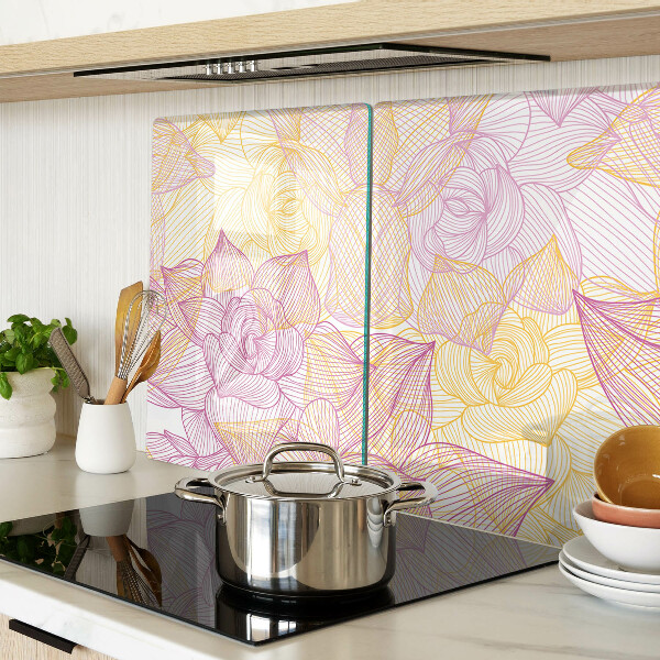 Szklana deska do krojenia z kwiatowym wzorem w pastelowych kolorach