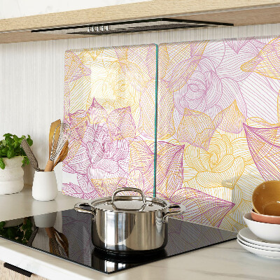 Szklana deska do krojenia z kwiatowym wzorem w pastelowych kolorach