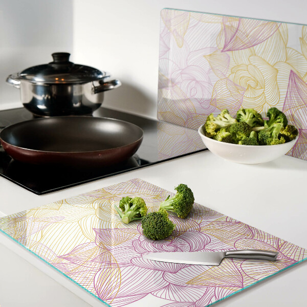 Szklana deska do krojenia z kwiatowym wzorem w pastelowych kolorach