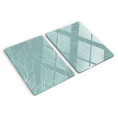 Szklana deska kuchenna z motywem liści na tle