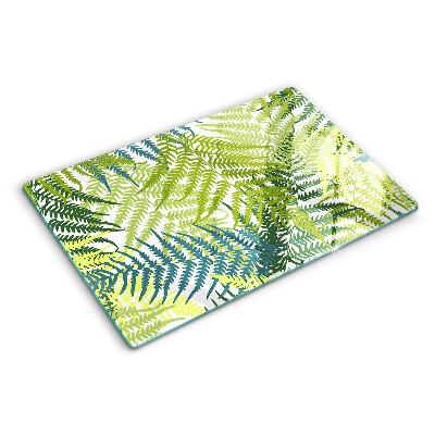 Deska kuchenna szklana z nadrukiem liści paproci w różnych odcieniach