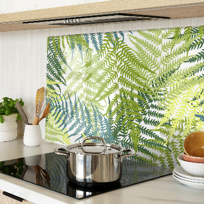 Deska kuchenna szklana z nadrukiem liści paproci w różnych odcieniach