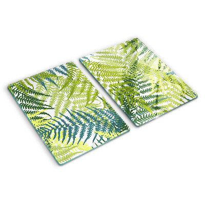 Deska kuchenna szklana z nadrukiem liści paproci w różnych odcieniach