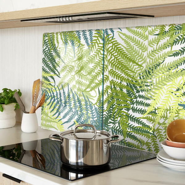 Deska kuchenna szklana z nadrukiem liści paproci w różnych odcieniach