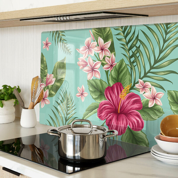 Szklana deska do krojenia z motywem tropikalnych kwiatów