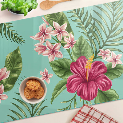 Szklana deska do krojenia z motywem tropikalnych kwiatów