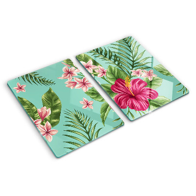 Szklana deska do krojenia z motywem tropikalnych kwiatów