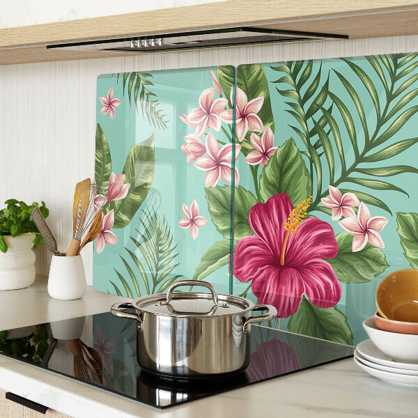 Szklana deska do krojenia z motywem tropikalnych kwiatów