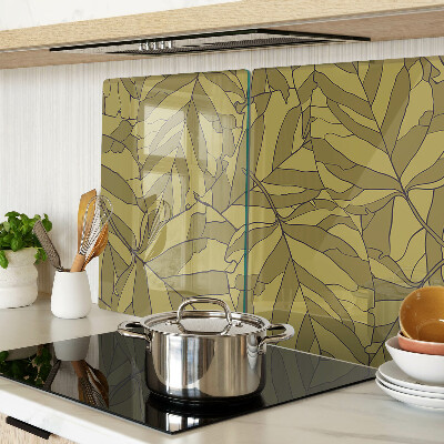 Szklana deska do krojenia z motywem liści w odcieniach złota