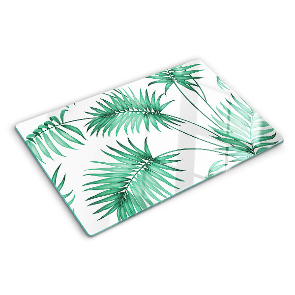Szklana deska kuchenna z motywem liści palmowych