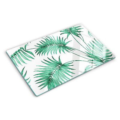 Szklana deska kuchenna z motywem liści palmowych