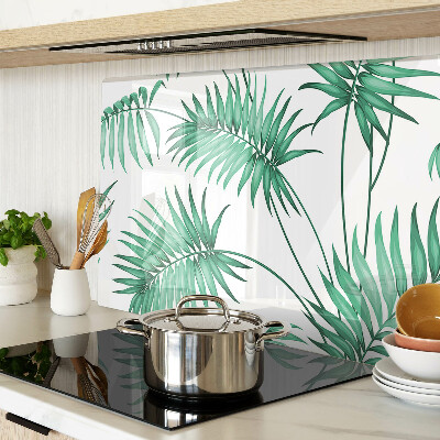 Szklana deska kuchenna z motywem liści palmowych