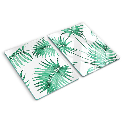 Szklana deska kuchenna z motywem liści palmowych