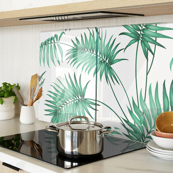 Szklana deska kuchenna z motywem liści palmowych