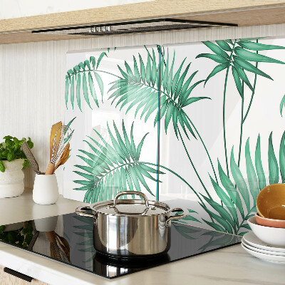 Szklana deska kuchenna z motywem liści palmowych