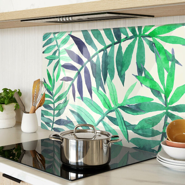 Deska kuchenna szklana z motywem liści palmowych w akwarelowym stylu
