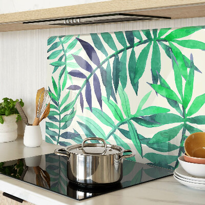 Deska kuchenna szklana z motywem liści palmowych w akwarelowym stylu