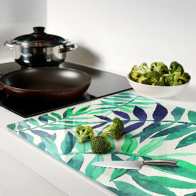 Deska kuchenna szklana z motywem liści palmowych w akwarelowym stylu