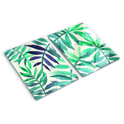 Deska kuchenna szklana z motywem liści palmowych w akwarelowym stylu