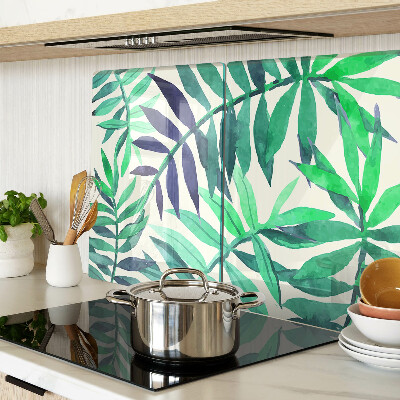 Deska kuchenna szklana z motywem liści palmowych w akwarelowym stylu