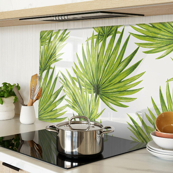 Szklana deska do krojenia z motywem liści palmowych w zielonych odcieniach