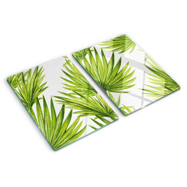 Szklana deska do krojenia z motywem liści palmowych w zielonych odcieniach
