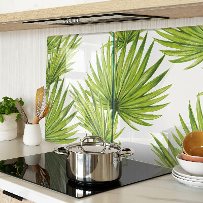 Szklana deska do krojenia z motywem liści palmowych w zielonych odcieniach