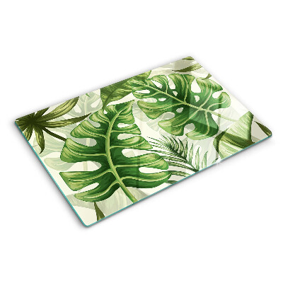 Szklana deska do krojenia z motywem liści tropikalnych