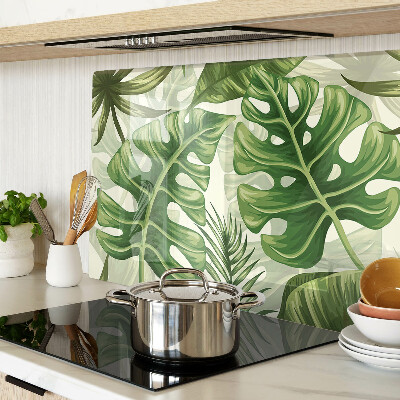 Szklana deska do krojenia z motywem liści tropikalnych