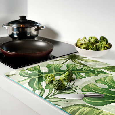 Szklana deska do krojenia z motywem liści tropikalnych