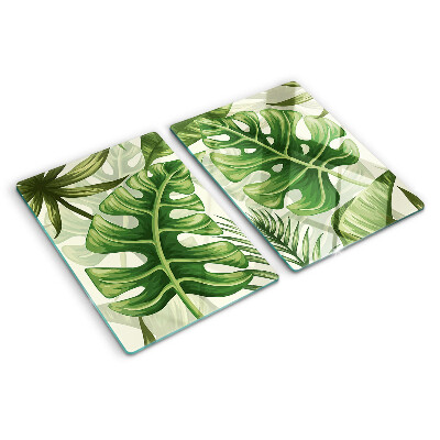 Szklana deska do krojenia z motywem liści tropikalnych