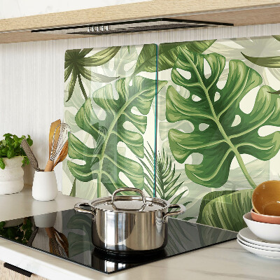 Szklana deska do krojenia z motywem liści tropikalnych