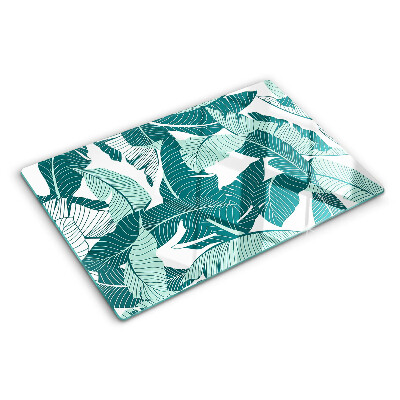 Szklana deska kuchenna z motywem liści tropikalnych w odcieniach zieleni