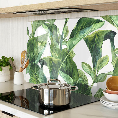 Szklana deska kuchenna z motywem liści roślin tropikalnych
