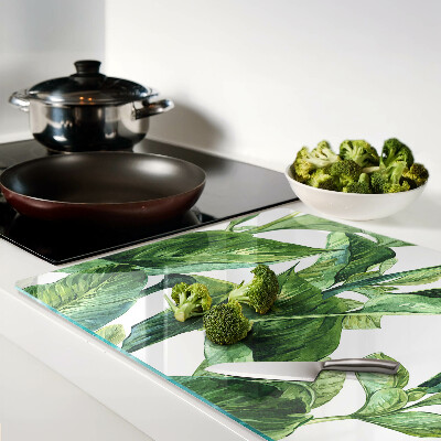 Szklana deska kuchenna z motywem liści roślin tropikalnych