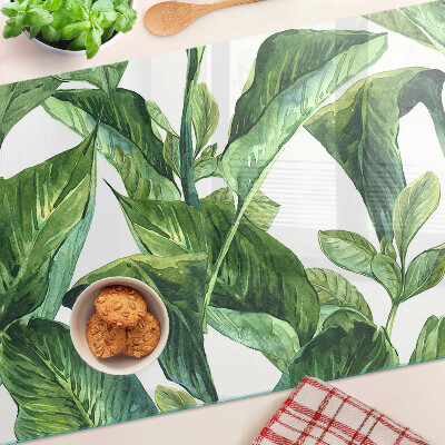 Szklana deska kuchenna z motywem liści roślin tropikalnych